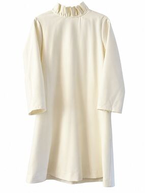 Tuckernuck Cream Ruffle-Neck Long Sleeve Dress